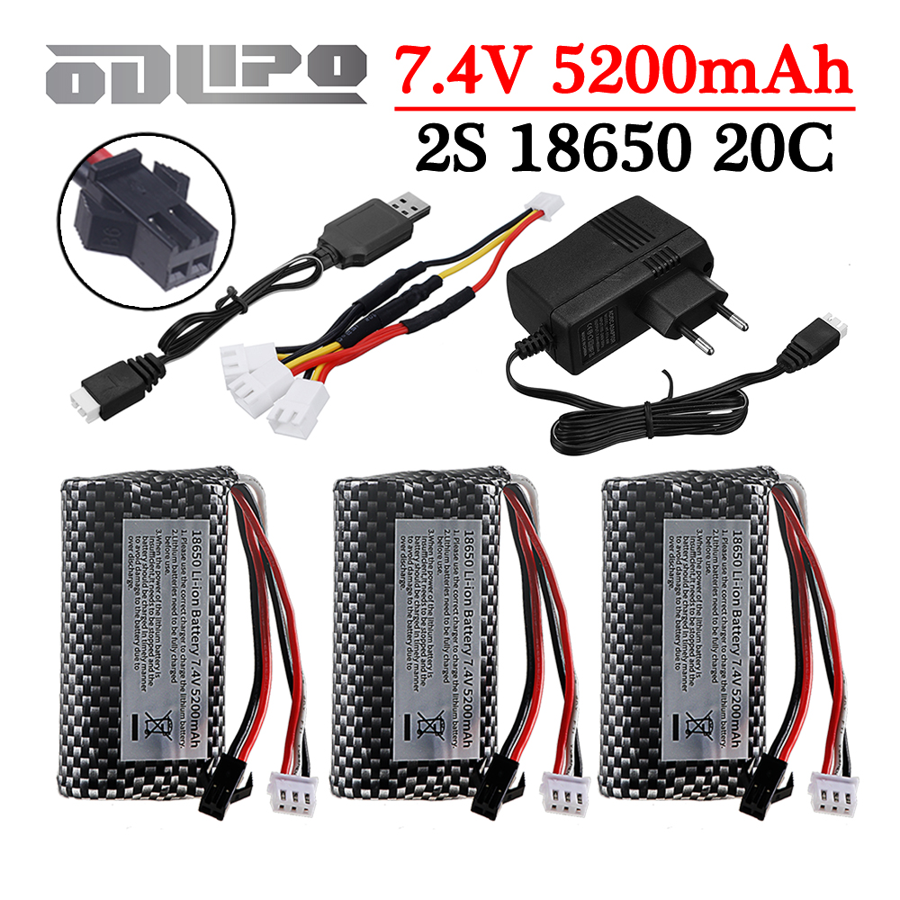 Rc Hobby Boat - 18650 7.4V 5200mAh Li-ion battery with