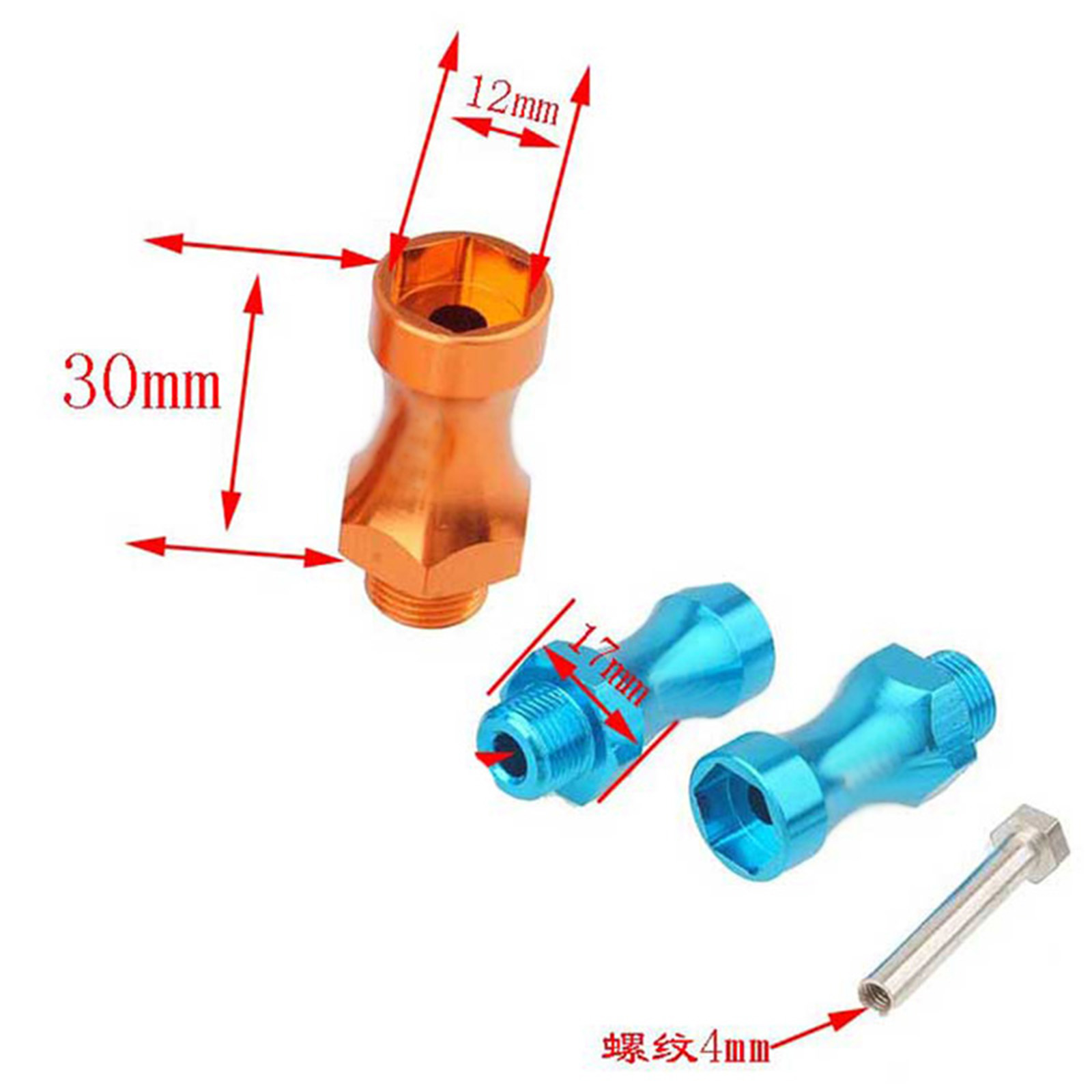 4pcs Wheel Hex 12mm Turn 17mm  - Wheel Hex Adapter avis et prix